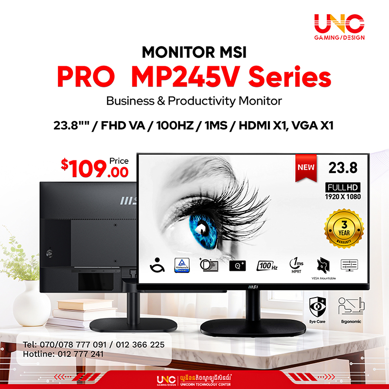 PRO  MP245V 23.8"" / FHD VA / 100Hz / 1ms / HDMI x1, VGA x1 / 3 years