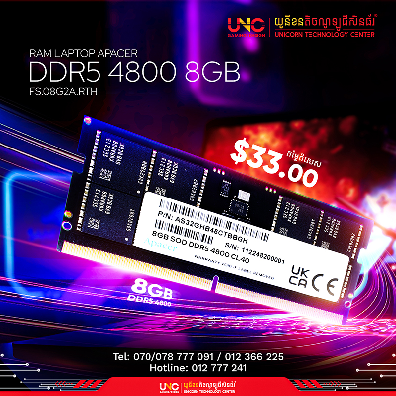 RAM Laptop APACER DDR5 4800 8GB ( FS.08G2A.RTH )