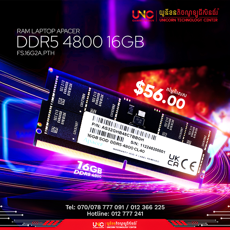 RAM LAPTOP APACER DDR5 4800 16GB ( FS.16G2A.PTH )